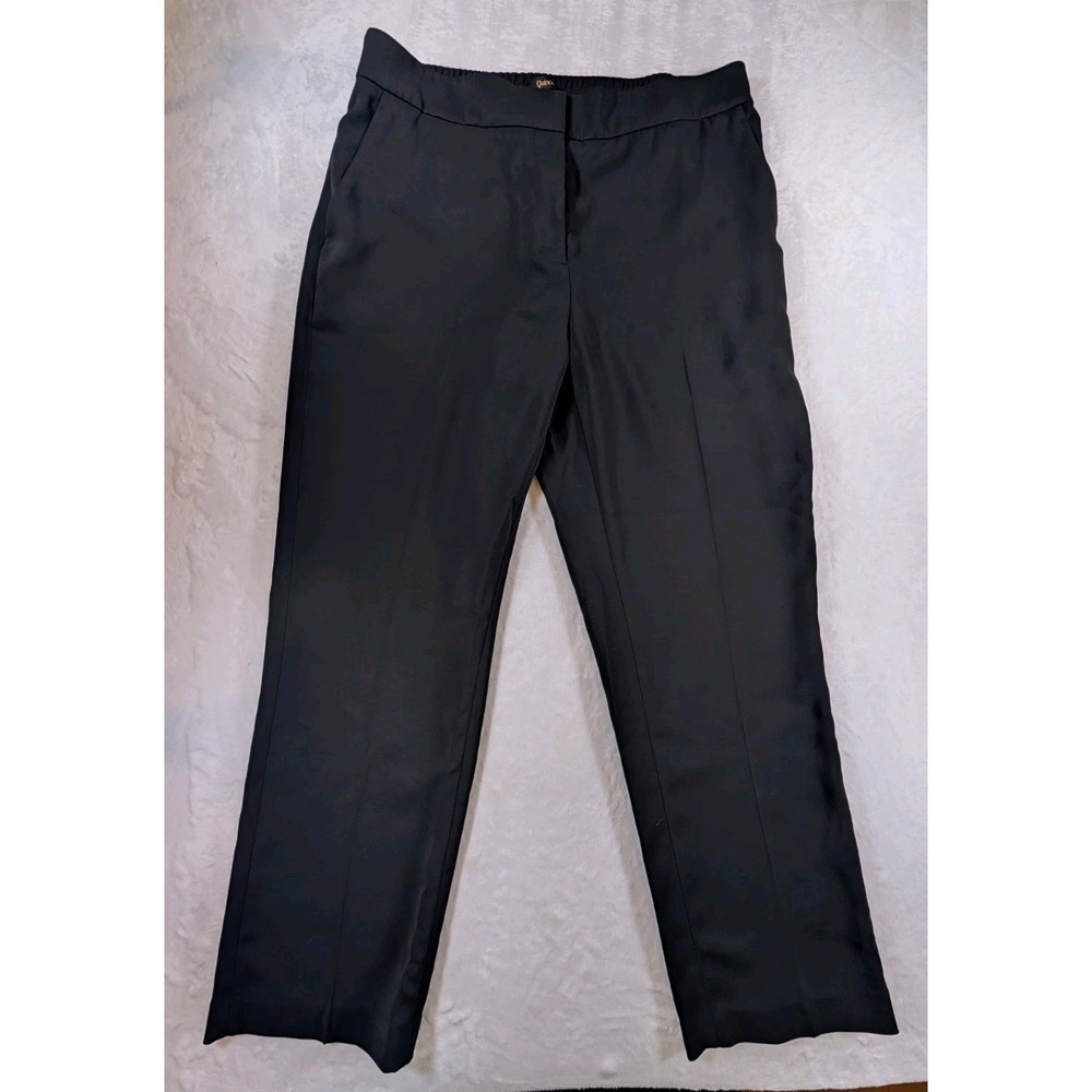 Quince Womens Black Ultra-Stretch Ponte Straight Leg Pants Size 16 Office Casual - Picture 2 of 11
